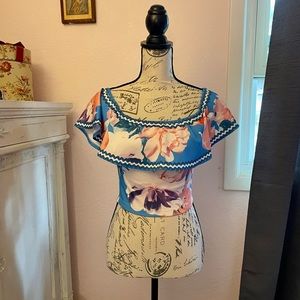 Midriff Tropical Floral Top by Jealous Tomatoe
